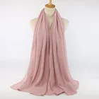 Cotton Shawl Wholesale Solid Colour Muslim Pleated Scarf Women Cotton Crinkle Hijab Shawl