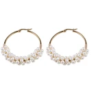 Hoop Earrings Gold Plated Hoop Wire Wrapped Glass Beads Earrings