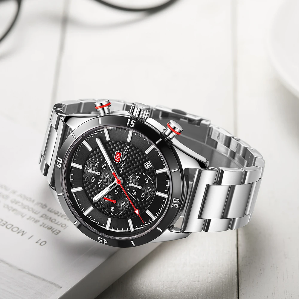 Mini Focus 0283G High Quality Men Quartz Watch Stainless Steel