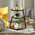 And Coffee Table Simple And Modern Design 3-tier Wooden Round Sofa Side Coffee Table