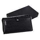2019 Factory Custom RFID Blocking mens leather Carbon fiber wallet with Zipper Coin hot Pocket and Multiple ID Window