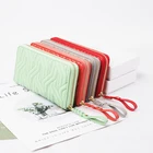 latest ladies fancy zipper design leather long purse wallet