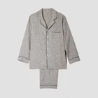 Mens grey chambray linen pajama set wtih long trousers