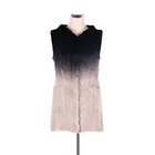2019 Yiwu New Arrival Gradient Knitted Fashion Real mink Fur Vest Hooded
