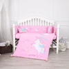 Cartoon pink horse printing microfiber baby cot crib bedding sets for girls