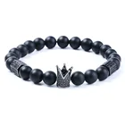 Agate Stone Crown Gemstone bracelets 8MM Round Beads Stretch Girls Bangle Free Sample