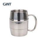 Double wall stainless steel 18/8 freezer 1 litre beer mug beer cup with handle