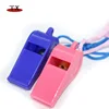 Small plastic toy colorful police referee sport whistle in bulk with lanyard necklace