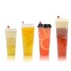 700ml PP food grade transparent custom disposable plastic cup drink milk tea cup coffee juice cup with lids