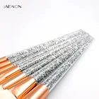 New Design Professional 7 pcs Silver Glitter Shape Acrylic Handle White Nylon Hair Pinsel Eyeshadow Powder Makeup Brush Set