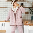 Wholesale thick warm home service winter women's pajamas set