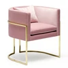 Luxury Living Room Fabric Upholstered Chair With Golden Leg