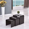 China Supplier Home Furniture Tempered Hot Bene black printing Glass Nesting Side/End/Coffee/Tea Tables Sets