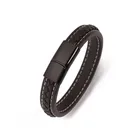 Hot sale authentic leather woven stainless steel man handmade bracelets