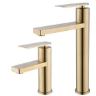 Deck Mounted Bathroom Sink Basin Faucet Brass Single Handle Hot & Cold Water Mixer Tap Brushed Gold/Black/Chrome