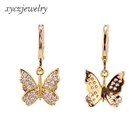 canton fair 2020 18k gold plated cubic zirconia brass drop butterfly earrings