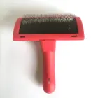 Thick Anti Slip Plastic Curve Handle Pet Dog Cat Animal Puppy Slicker Brush Comb With Stainless Steel Pins