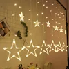 Ramadan Decoration 12 Stars 138 LED Curtain String Lights with 8 Flashing Modes for Christmas Wedding Party