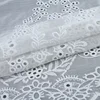Fashion style embroidery eyelet poly net composition korean chiffon fabric
