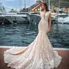 Lace mermaid champagne wedding dress from wedding dress factory