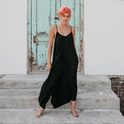 Summer Fashion Jumpsuit Black Sleeveless Strap Sexy One Piece Romper Women