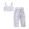 Top Leader Ins Europe and America Girls Plaid Harness Suit Summer Ladies Casual Wear For Children Suit