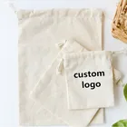 Custom Print Organic customized muslin pouch cotton drawstring bag small