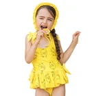 Baby Girls Kids 2019 New Swimsuit Set Cute Cartoon Duck Printed Ruffle One Piece Princess Dress Swimwear