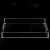 Factory price rectangle custom transparent acrylic food serving tray plastic pallet with handle