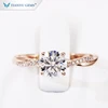 Tianyu gems Customized 14k/18k solid gold 1ct round heart&arrow white moissanite engagement ring