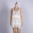 Fashion design sexy white lace beach dress summer cover upn for women