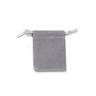 microfiber small grey velvet drawstring jewelry pouch with logo custom