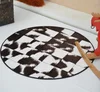 new round Cowhide Rug Tricolor Cow skin Cow Hide Leather Carpet