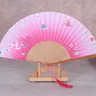 Custom Bamboo Wooden Sublimation Round Manual Japanese Home Use Hand Held Fan
