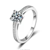 925 silver four-claw micro-inlaid ring fashion wild engagement ring lover birthday gift jewelry