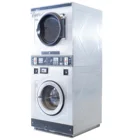 Stacked washer and dryer, commercial laundry equipment, washing machine, self service, coin operated