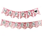 New Products Wedding Decorations Supplies Rose Happy Wedding Bunting Banner for Photo Props Wholesale