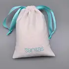 logo print organic Drawstring 100% Recycled Cotton Canvas Jewelry pouch