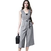 elegant career wear 2019 new design fashion ladies clothing hot sell in EU high waist tie jumpsuit for women