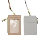 Low moq custom saffiano leather Bus Strap Badge Id Pass Case Wallet Lanyard Neck Credit Card holder