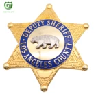 Star shaped custom engraved police metal hard enamel pin badge