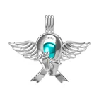 angel wing charms 925 silver baby feet cage jewelry for edison 12-14mm pearl pendant opening locket necklace
