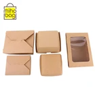 Custom Disposable Biodegradable Takeaway Cheap Kraft Paper Food Packaging Lunch Box for Rice Noodles Vegetables Salad