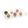 70-Degree Angle Small Clear Acrylic Food Serving Tray Cup Cake Tray