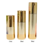 Fuyun 50ml 30ml 15ml luxury silver gold aluminum cosmetic spray airless dispenser pump frosted plastic bottle wholesales