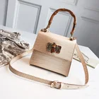 Crocodile pattern trend leather handbag for woman new summer fashion crossbody bag strap bamboo section shape shoulder bag