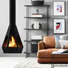 indoor wood burning suspended fireplace modern wall stove
