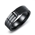 Mens fashion wholesale CZ stone stainless steel class black plated titanium steel ring