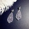 Luxury Flower Drop Earrings Marquise Cut cz Real Party Wedding Dangle Earrings for women