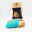 Custom Logo recyclable mini drawstring bags velvet earrings pouches with Golden cloth